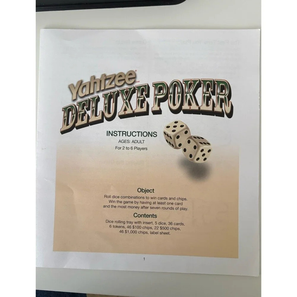 Yahtzee Deluxe Poker Dice Board Game 2005 Parker Brothers Rare Incl Instructions